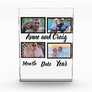 Custom Date Wedding Anniversary 4 Photo Collage  Block
