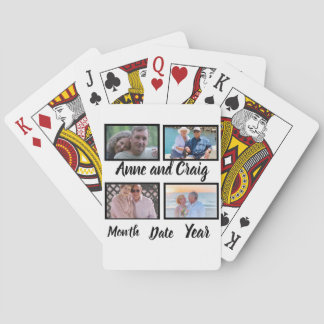 Custom Date Wedding Anniversary 4 Photo Collage  Playing Cards