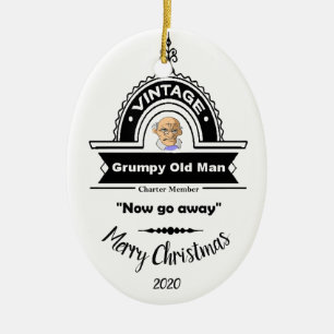 Custom Dated Christmas Grumpy Old Man Club Fun Ceramic Ornament