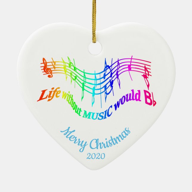 Custom Dated Christmas Inspirational Music Quote Ceramic Ornament (Back)