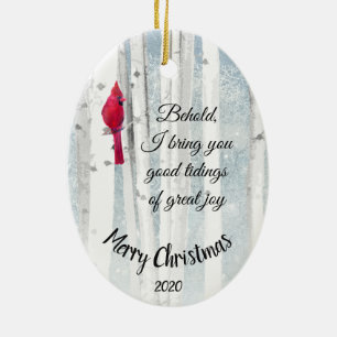Custom Dated Christmas Luke 2:10 Great Joy Ceramic Ornament