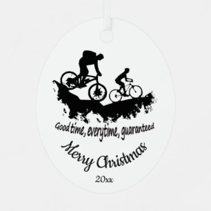 Custom Dated Christmas Mountain Biking Quote  Metal Ornament