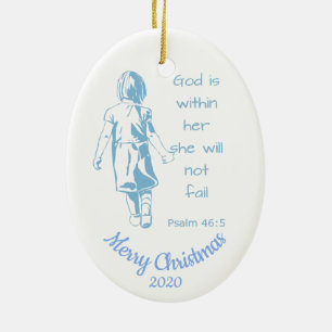 Custom Dated Christmas Scripture Female Encourage Ceramic Ornament