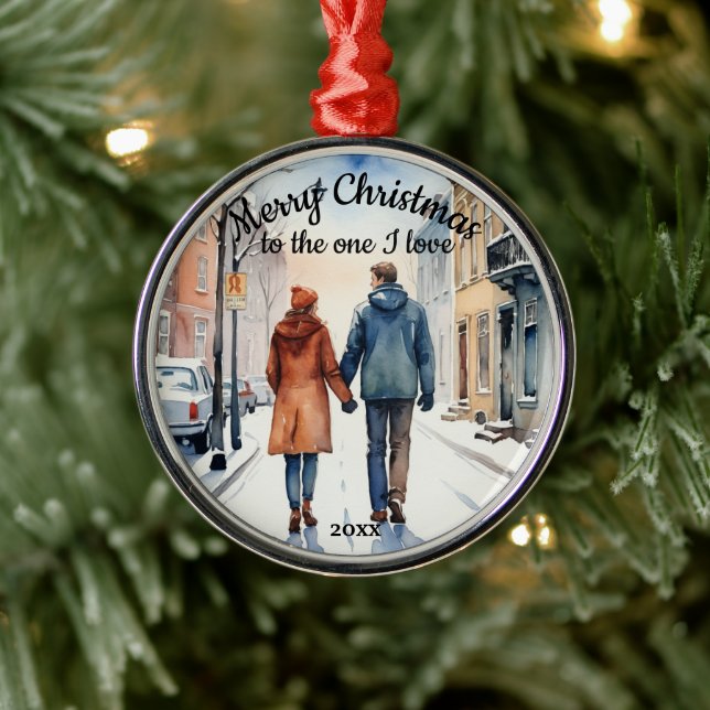 Custom Dated City Streets Hedgehogs One I Love Metal Ornament (Tree)