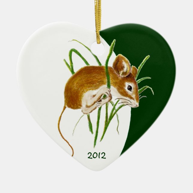 Custom Dated Cute Little Mouse Animal Ceramic Ornament (Front)