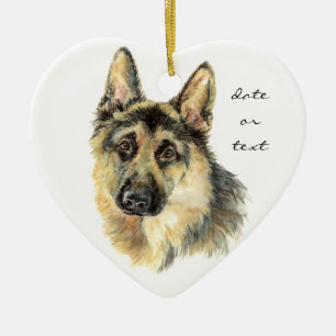 Custom Dated German Shepherd, Dog Pet, Animal Ceramic Ornament