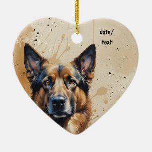 Custom Dated German Shepherd, Dog Pet, Animal Ceramic Ornament