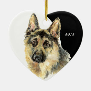 Custom Dated German Shepherd Pet Dog Ceramic Ornament