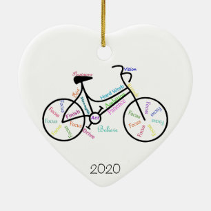 Custom Dated Motivational Words for Biking bicycle Ceramic Ornament