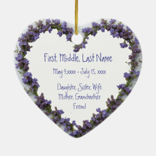 Custom Dated Name Photo Watercolor Flower Ceramic Ornament