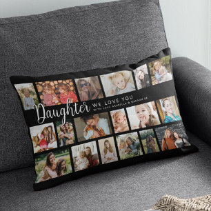 Custom Daughter 18 Photo Collage Lumbar Pillow