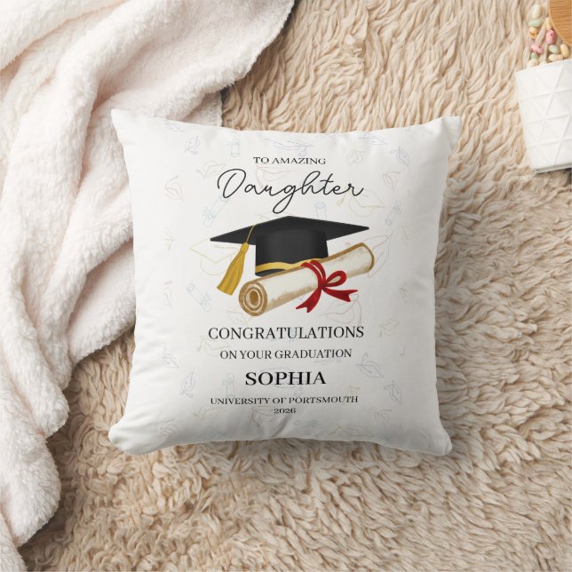 Custom Daughter Graduation Keepsake Name Year Throw Pillow (Blanket)