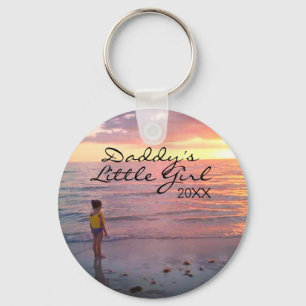 Custom Daughter Photo Daddys Little Girl Script Keychain