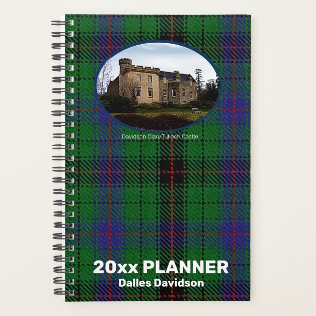 Custom Davidson Scottish Clan Castle Tartan Weekly Planner (Front)