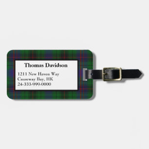 Custom Davidson Tartan Plaid Luggage Tag