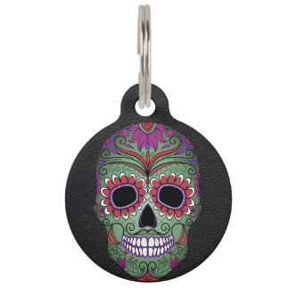 Custom Day of the Dead Sugar Skull Dog Pet Tag