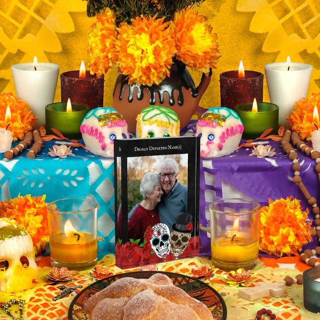 Custom Dearly Departed Day of the Dead Red Roses Photo Block (Creator Uploaded)