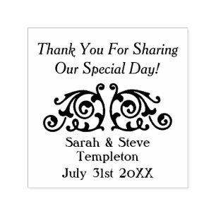 Custom Decal Wedding Thank You Rubber Stamp