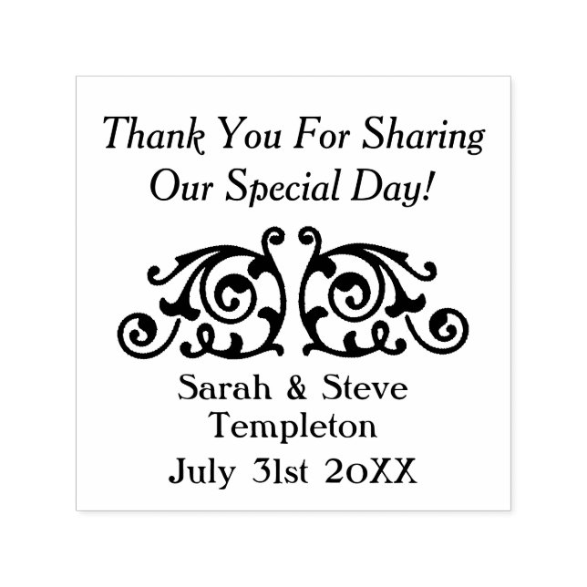Custom Decal Wedding Thank You Rubber Stamp (Design)