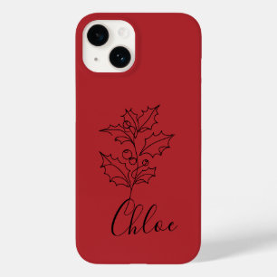 Custom December Holly Birth Flower Gift  Case-Mate iPhone 14 Case
