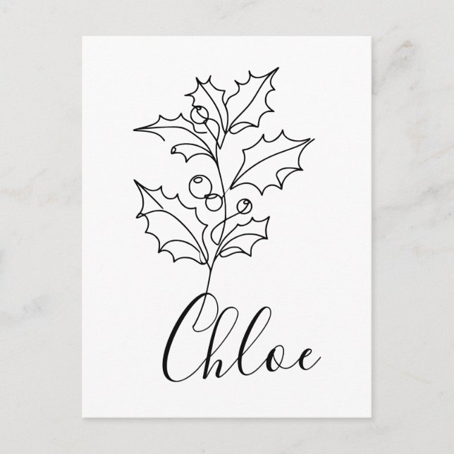 Custom December Holly Birth Flower Gift  Postcard (Front)