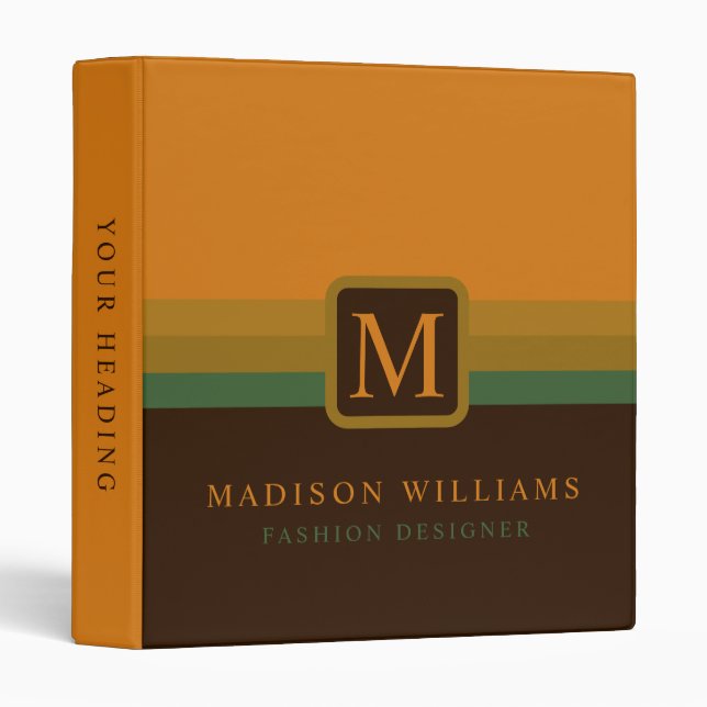 Custom Deep Yellow Orange Green Brown Colour Block Binder (Front/Spine)