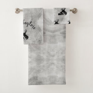 Custom Deer Couple Bath Towel Set
