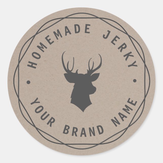 Custom Deer Head Stag Homemade Jerky Label (Front)