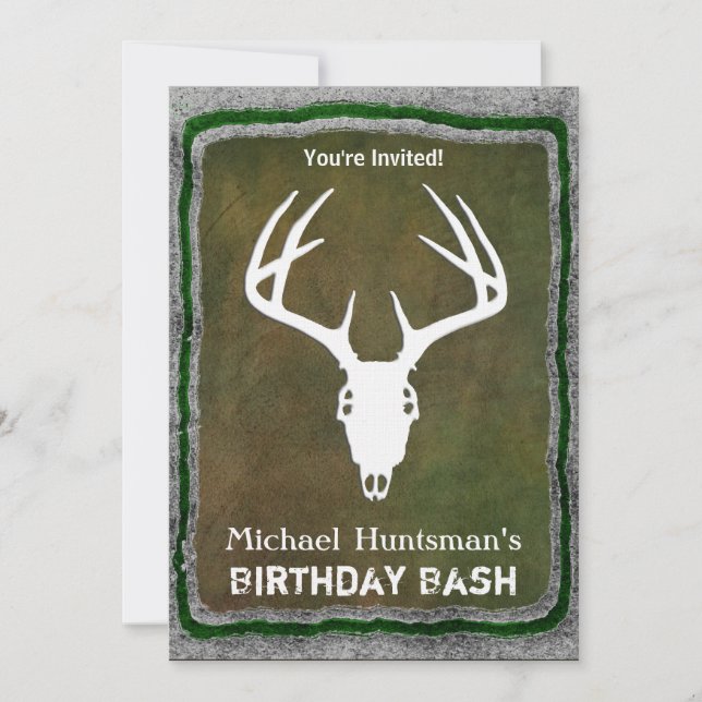Custom Deer Hunting Skull Invitation (Front)
