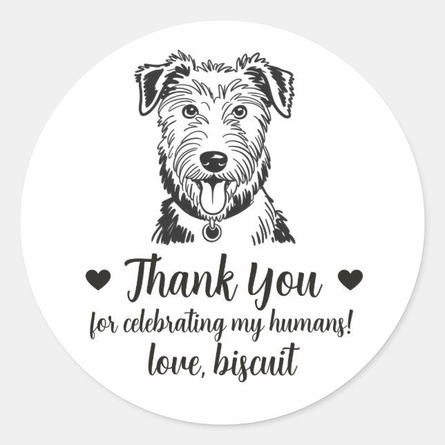 Custom Deerhound Dog Wedding Favour Stickers (Front)