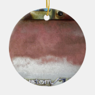 custom deluxe pink and white ceramic ornament