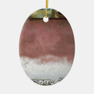 custom deluxe pink and white ceramic ornament