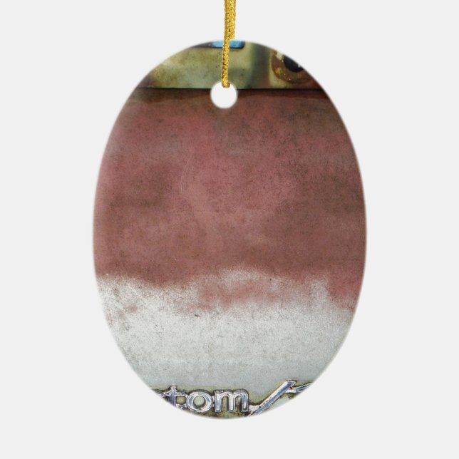 custom deluxe pink and white ceramic ornament (Front)