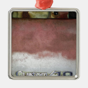 custom deluxe pink and white metal ornament