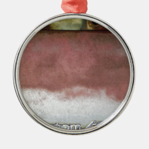 custom deluxe pink and white metal ornament