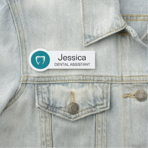 Custom Dental Assistant Name Badge Tooth Logo