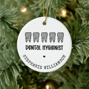 Custom Dental Hygienist Leopard Print Teeth Ceramic Ornament