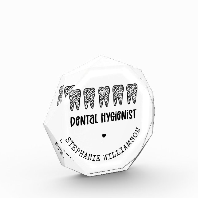 Custom Dental Hygienist Leopard Print Teeth Photo Block (Left)