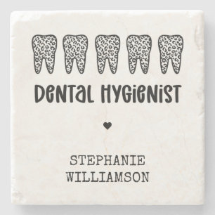 Custom Dental Hygienist Leopard Print Teeth Stone Coaster