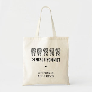 Custom Dental Hygienist Leopard Print Teeth Tote Bag