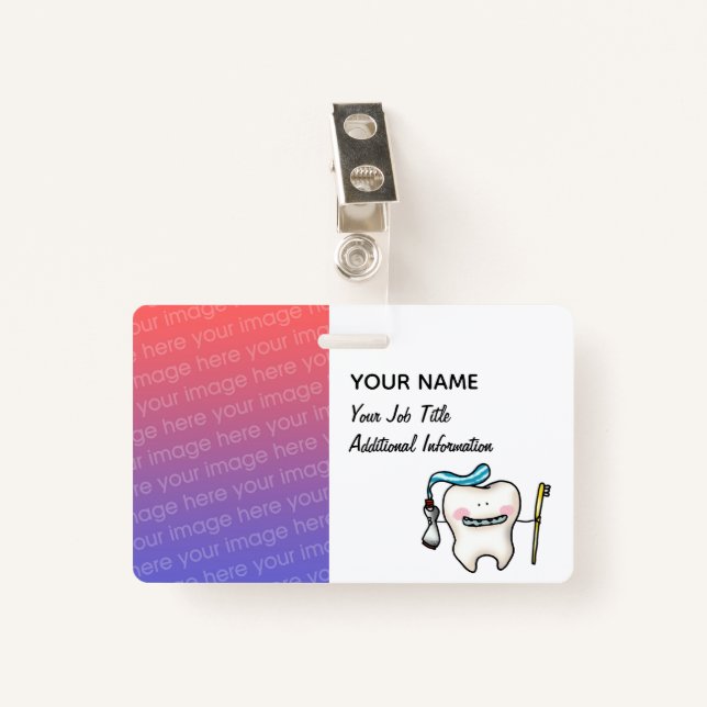 Custom Dental Name Badge for Staff (Front with Clip)