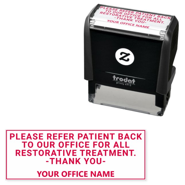 Custom Dental Office Specialist Referral Message Self-inking Stamp (In Situ)