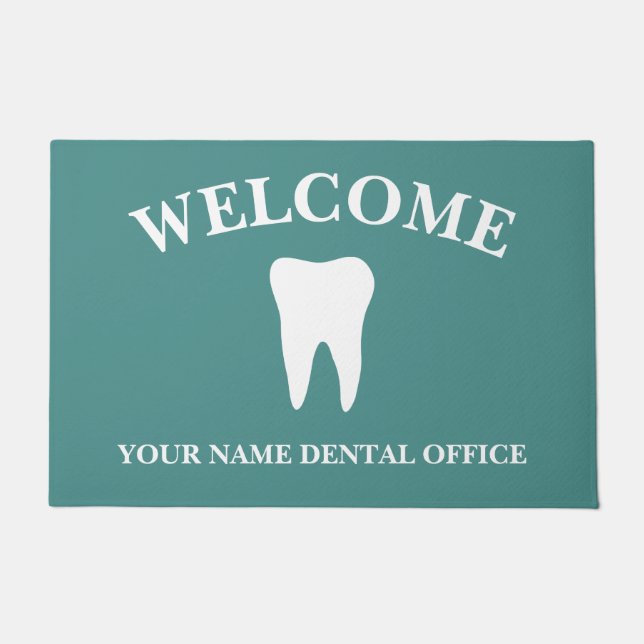 Custom dental practice door mat with tooth logo (Front)