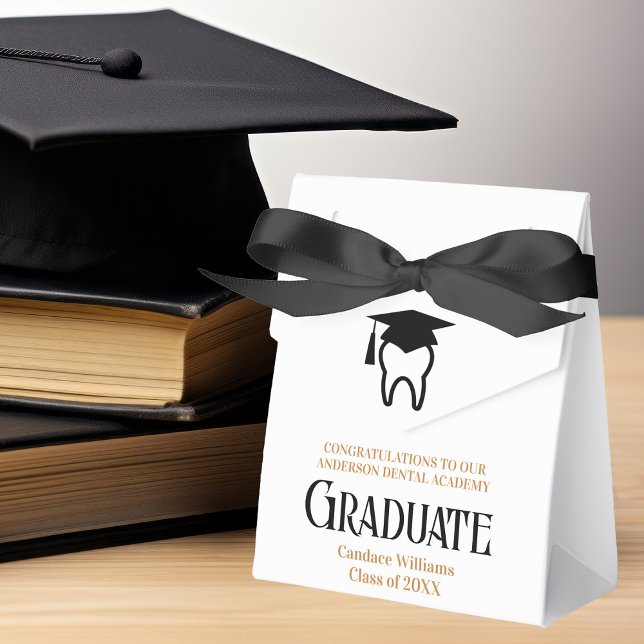 Custom Dental School Gold Black Graduation Party Favor Box (Creator Uploaded)