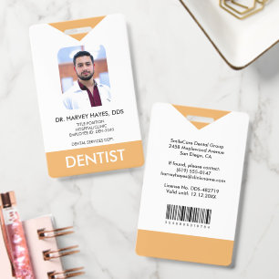 Custom Dentist Dental Medical Staff Orange Badge