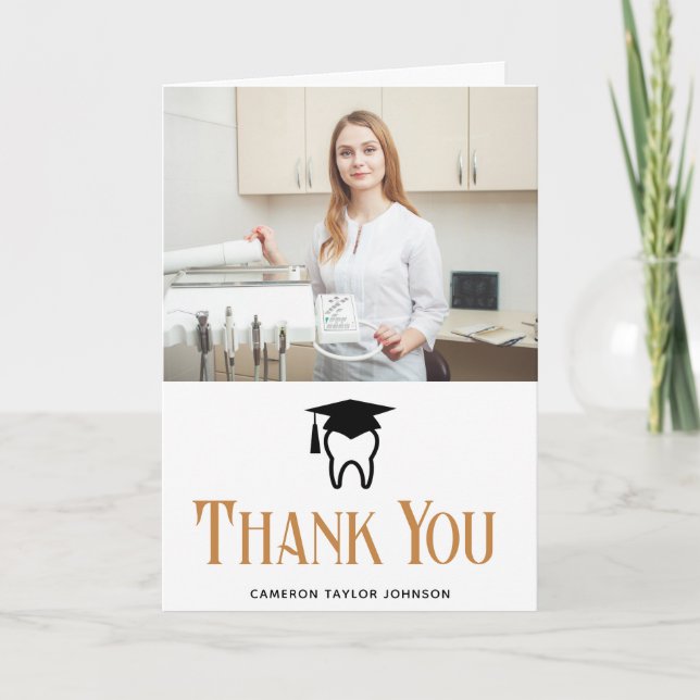Custom Dentist Graduation Dental School Thank You Card (Front)