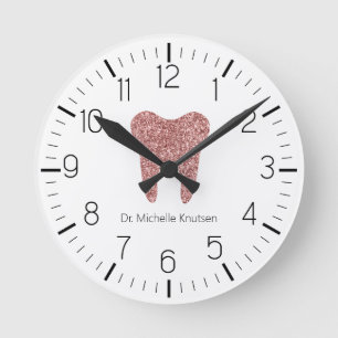 Custom Dentist Office Dental Glitter Tooth Clock 