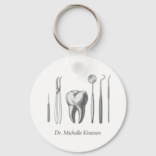 Custom Dentist Office Dental White Tooth  Keychain
