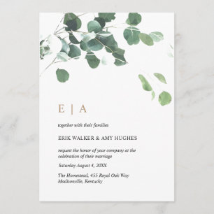 Custom Design #2 - Eucalyptus Leaves & Gold Invitation