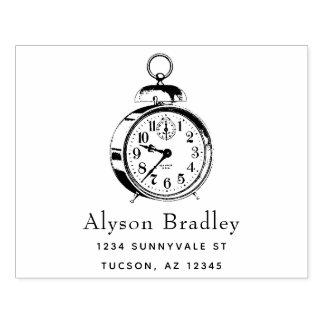 Custom Design Alarm Clock Logo or Return Address Rubber Stamp